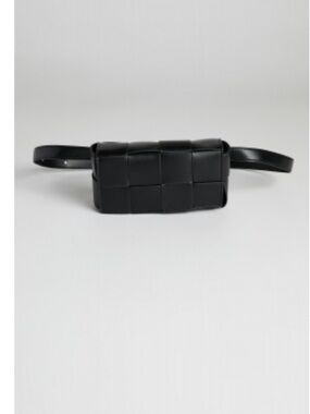 Showpo - Woven Faux Leather Belt Bag - Black